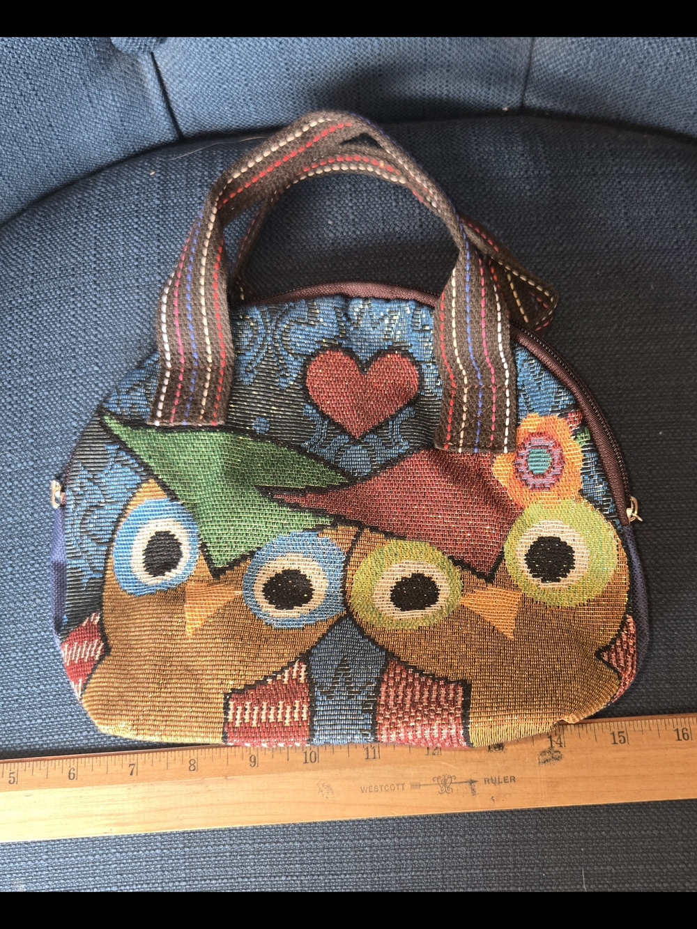 Whimsical Owl Tapestry Cosmetic Bag in Multicolor